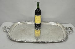 Antike, versilberte Servierplatte bzw. Bar-Tablett von Barker Ellis im viktorianischen Stil, graviert