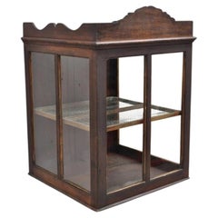 Antique Wood & Glass Counter Top Display County Store Pie Safe Retail Cabinet