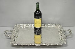 Vintage Victorian Silver Plated Footed Twin Handle Serving Platter Bar Tray