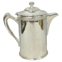 Grande carafe à eau victorienne anglaise ancienne, en métal argenté et émaillée