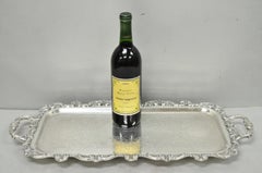 Vintage Old English Poole Silver Plated Footed Narrow Serving Platter Bar Tray