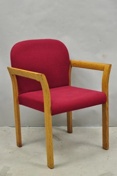 Vintage Gunlocke Mid Century Modern Oak Wood Stacking Arm Chairs - Set of 4
