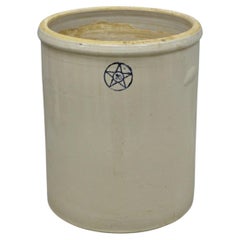 Antique 30 Gallon Cobalt Blue Star Stoneware Glazed Farmhouse Crock Pot