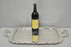 Vintage Oneida Victorian Silver Plated Etched Butlers Serving Platter Bar Tray