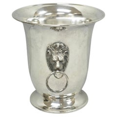Vintage English Regency Silver Plated Lion Head Champagne Chiller Ice Bucket