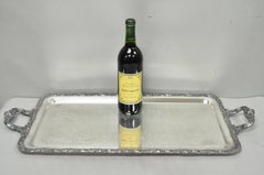 Vintage English Victorian Silver Plated Copper Narrow Serving Platter Bar Tray