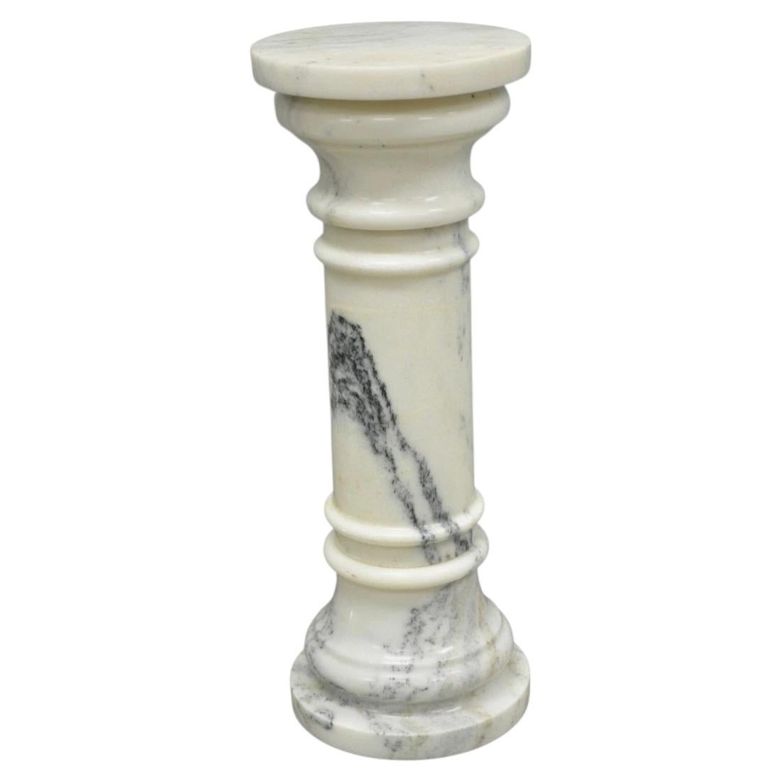 Vintage Italian Classical White Marble Column Form Round 32" Pedestal Bust Stand For Sale