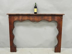 Antique Italian Provincial Carved Serpentine Scalloped Walnut Fireplace Mantel