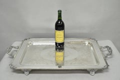 Vintage English Victorian Large Silver Plated Twin Handle Serving Platter Tray