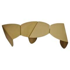 Vintage Biomorphic Torch Cut Steel Metal "Fortune Cookie" 2 Part Coffee Table