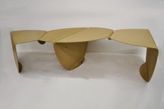 Vintage Biomorphic Torch Cut Steel Metal "Fortune Cookie" 2 Part Coffee Table