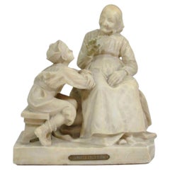 E Battiglia La Favola Della Nonna Scultura italiana in alabastro Racconto della nonna