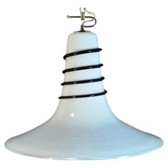 Vintage Mid Century Modern Murano Blown Glass Bell Pendant Chandelier Fixture