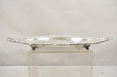 Vintage Poole 400 Lancaster Rose Large Silver Plated Serving Platter Bar Tray