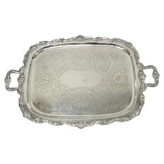 Vassoio da portata vintage Poole EPCA Sevenoaks 650, grande, placcato argento, vassoio da bar B