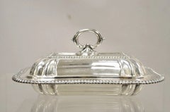 Vintage English Regency Silver Plated Covered Vegetable Serving Platter Dish