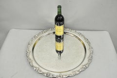 Vintage Victorian Silver Plated Grapevine Repousse 20" Round Serving Platter
