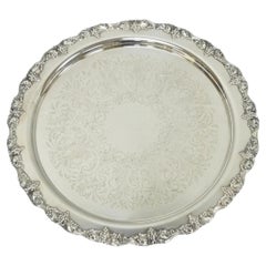 Vintage Victorian Silver Plated Grapevine Repousse 20" Round Serving Platter