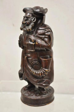 19. Jh. Schwarzwald Figural geschnitzt Nachtwächter mit Deckel Tabak Jar Box