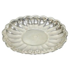 Vintage Reed & Barton "Holiday" Scalloped Oval Serving Platter Tray w/ Monogram
