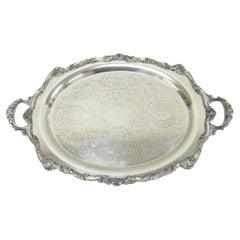 Vintage English Sheridan Silver Plated Large Oval Serving Platter Bar Tray