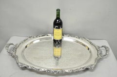Vintage English Sheridan Silver Plated Large Oval Serving Platter Bar Tray