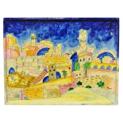 Vintage Yair Emanuel Judaica Hand Painted Wood Challah Board Made in Israel