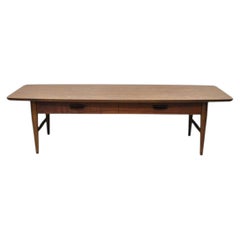 Lane Mid Century Modern 56" Long Surfboard Laminate Top Coffee Table with Drawer