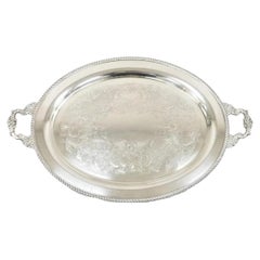 Vintage English Victorian Oval Silver Plated Serving Platter Tray by Victoria