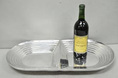 Vintage Mid Century Modern Art Deco Cast Aluminum 2 Section Serving Dish Platter