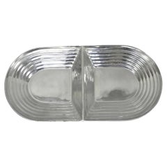 Vintage Mid Century Modern Art Deco Cast Aluminum 2 Section Serving Dish Platter