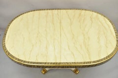 Italian Regency Cream & Gold Gilt Lacquered Urn Pedestal Dining Table - 3 Leaves