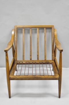 Vintage Mid Century Modern Danish Style Sculptural Walnut Lounge Arm Chair