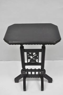 Antique Victorian Aesthetic Movement Black Ebonized 34" Plant Stand Side Table