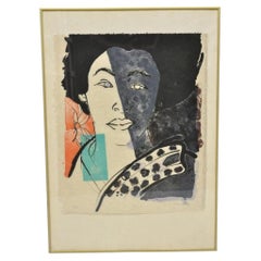 Vintage Robert Kushner 1986 Signed Lithograph Print "Hiroko" for Brooklyn Museum