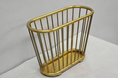 Vintage Gatco Mid Century Modern Solid Brass Spindle Modernist Magazine Rack