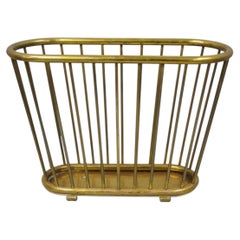 Vintage Gatco Mid Century Modern Solid Brass Spindle Modernist Magazine Rack
