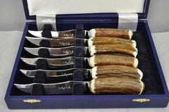Couteaux à steak Scully & Scully Arts & Crafts à manche en corne de cerf naturelle - Lot de 6