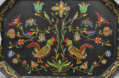 Vintage Lida Bell Clark French Country PA Dutch Hand Painted Toleware Metal Tray