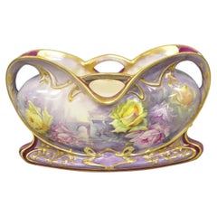 Antique Franz Anton Mehlem Royal Bonn Germany Art Nouveau Purple Jardinière Vase