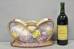 Antique Franz Anton Mehlem Royal Bonn Germany Art Nouveau Purple Jardinière Vase