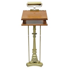 Vintage Victorian Lighted Podium Metal Column Pedestal Base Lectern Book Stand