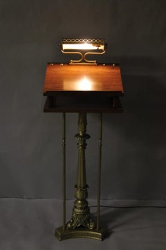 Vintage Victorian Lighted Podium Metal Column Pedestal Base Lectern Book Stand