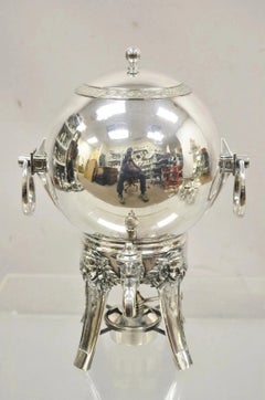 Antique Art Deco Gorham Figural Silver Plated Ball Form Hot Water Samovar