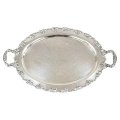 Vintage Crescent 1082 Victorian Style Silver Plated Oval Serving Platter Tray