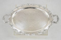 Vintage Crescent 1082 Victorian Style Silver Plated Oval Serving Platter Tray