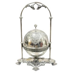 Antique Meriden Co Victorian Silver Plated Round Dome Covered Butler Butter Dish