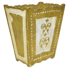 Vintage Italian Florentine Hollywood Regency Gilt Giltwood Wastebasket Trash Can