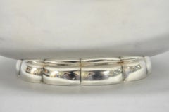 Vintage Poole 811 Modern Silver Plated Scalloped Footed Oval Serving Fruit Bowl