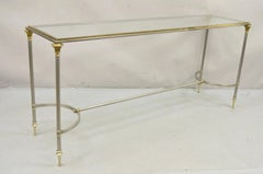 Neoclassical Directoire Maison Jansen Style Steel & Brass Console Sofa Table